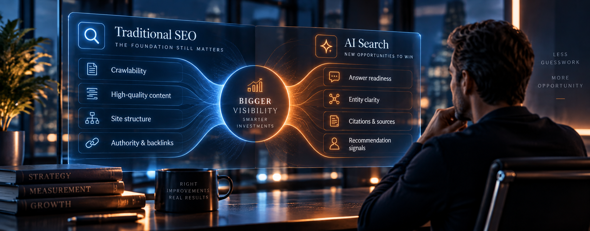 Search strategy connecting visibility to customer discovery